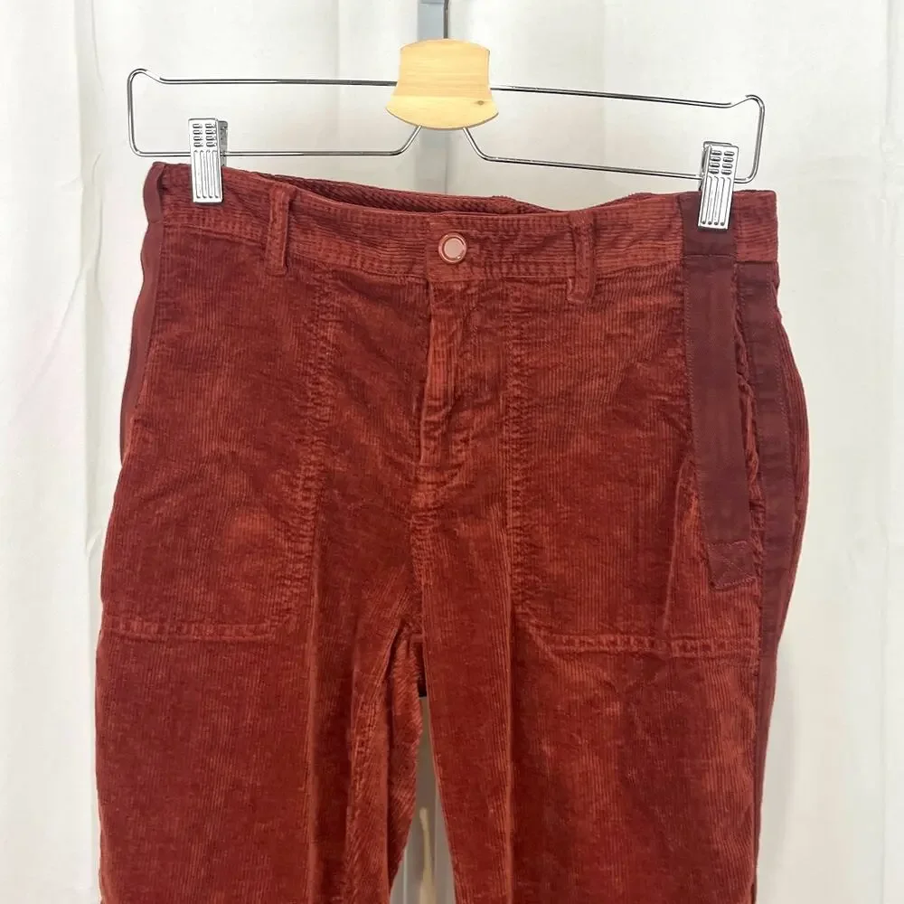 by ANTHROPOLOGIE The Richie Slim Corduroy Jogger Pants Rust Red Orange Size 6 - Picture 5 of 9